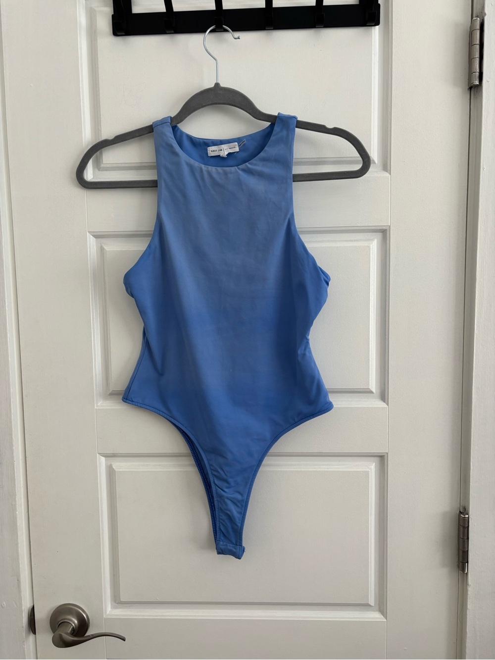 GREY LAB Periwinkle High-Neck Sleeveless Bodysuit